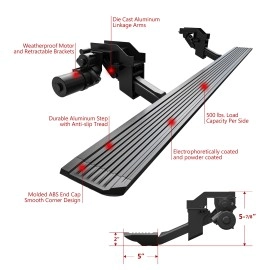 APS PB06WAH6B - Power Board Series Door-to-Door Black Aluminum Alloy Running Boards