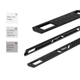 APS WB03AAI5M - Flat Style A-Series Running Boards Door-to-Door Black Carbon Steel Running Boards