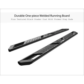 APS WB03AAI5M - Flat Style A-Series Running Boards Door-to-Door Black Carbon Steel Running Boards