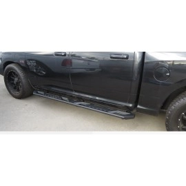 APS WB03AAI7M - Flat Style A-Series Running Boards Door-to-Door Black Carbon Steel Running Boards