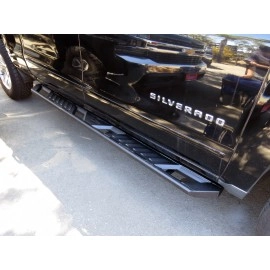 APS WB03ABI5M - Flat Style A-Series Running Boards Door-to-Door Black Carbon Steel Running Boards