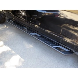 APS WB03AJG1M - Flat Style A-Series Running Boards Door-to-Door Black Carbon Steel Running Boards
