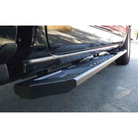 APS WB03AJG1M - Flat Style A-Series Running Boards Door-to-Door Black Carbon Steel Running Boards
