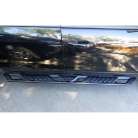 APS WB03AJG1M - Flat Style A-Series Running Boards Door-to-Door Black Carbon Steel Running Boards