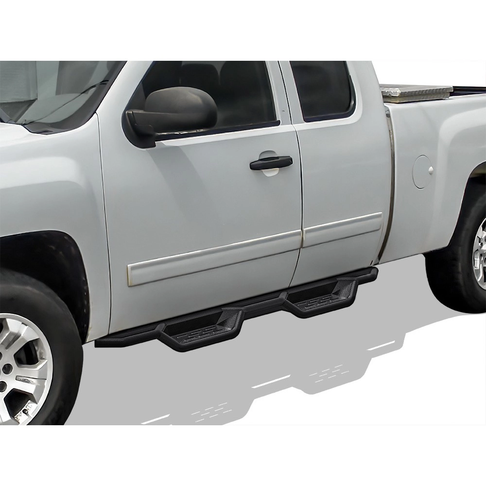 APS WB03NAI5B - Round Tube Drop Style Door-to-Door Black Carbon Steel Nerf Bars