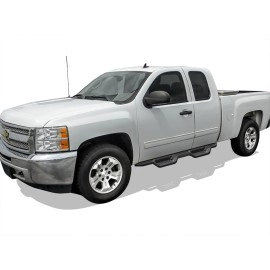 APS WB03NAI5B - Round Tube Drop Style Door-to-Door Black Carbon Steel Nerf Bars