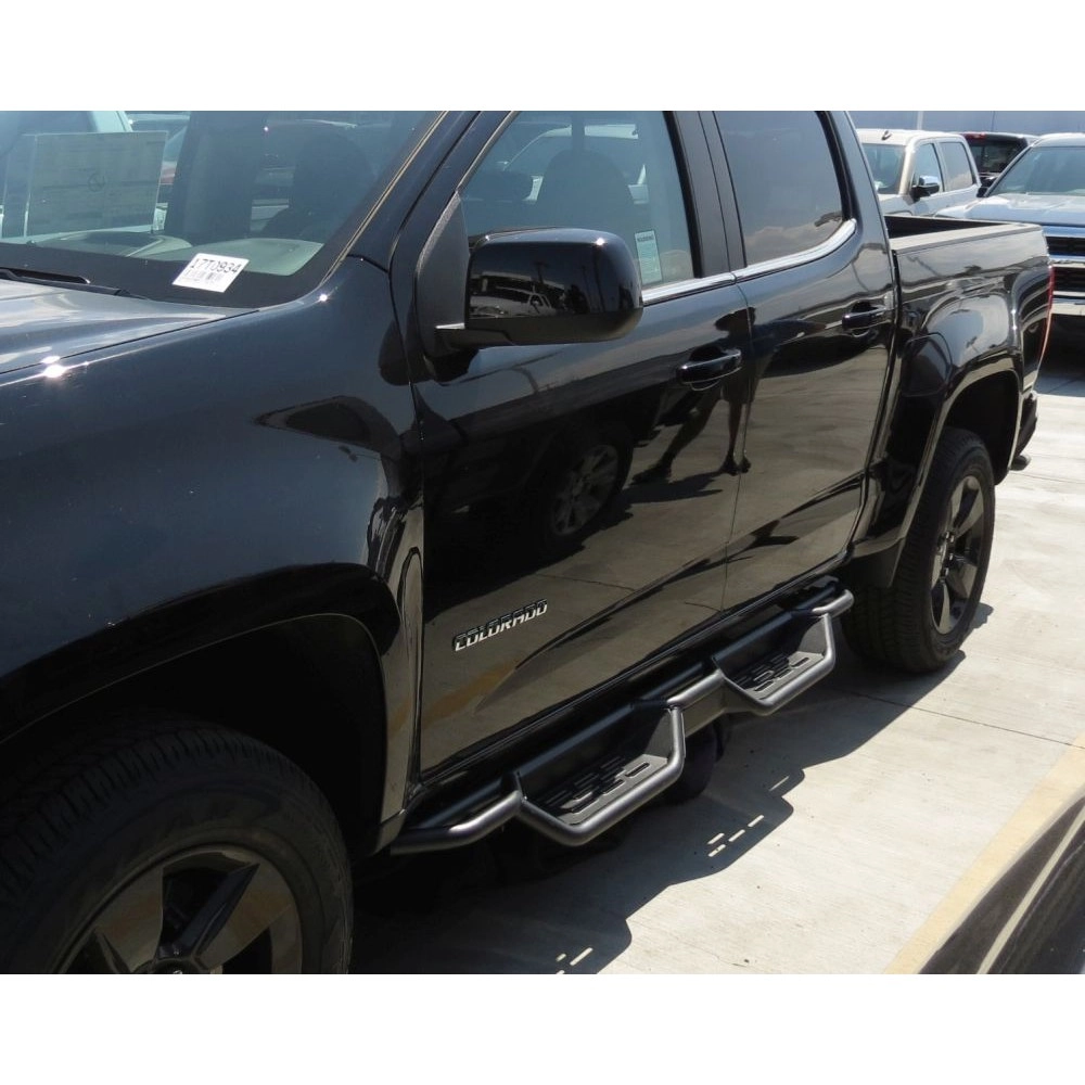 APS WB03NAI7B - Round Tube Drop Style Door-to-Door Black Carbon Steel Nerf Bars