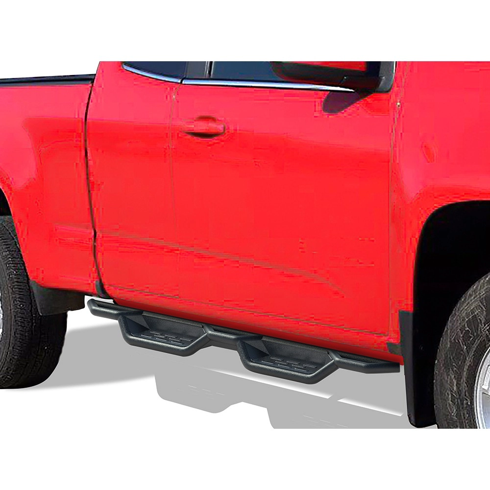 APS WB03NAI8B - Round Tube Drop Style Door-to-Door Black Carbon Steel Nerf Bars