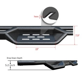 APS WB03NBB2M - Round Tube Drop Style Door-to-Door Black Carbon Steel Nerf Bars