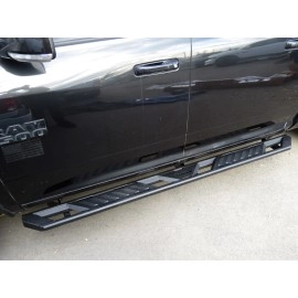 APS WB04ABE8M - Flat Style A-Series Running Boards Door-to-Door Black Carbon Steel Running Boards
