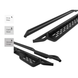 APS WB04NDB3M - Round Tube Drop Style  Black Carbon Steel Nerf Bars