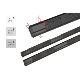 APS WB04SBJ8B - OE Style Door-to-Door Black Carbon Steel Running Boards