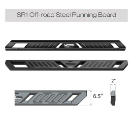 APS WB06ABC9M - Flat Style A-Series Running Boards Door-to-Door Black Carbon Steel Running Boards