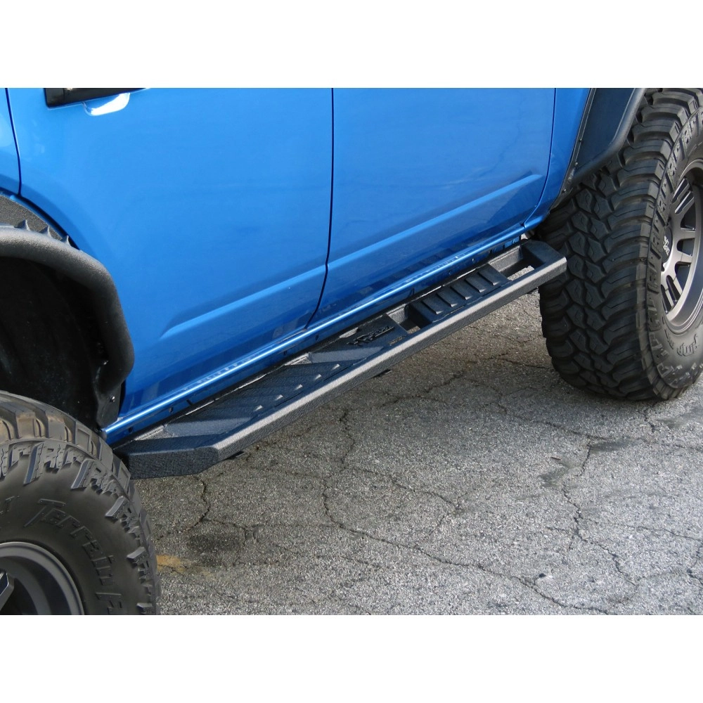 APS WB06AJA1M - Flat Style A-Series Running Boards Door-to-Door Black Carbon Steel Running Boards