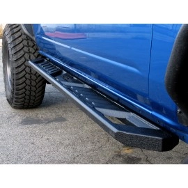 APS WB06AJJ3M - Flat Style A-Series Running Boards Door-to-Door Black Carbon Steel Running Boards