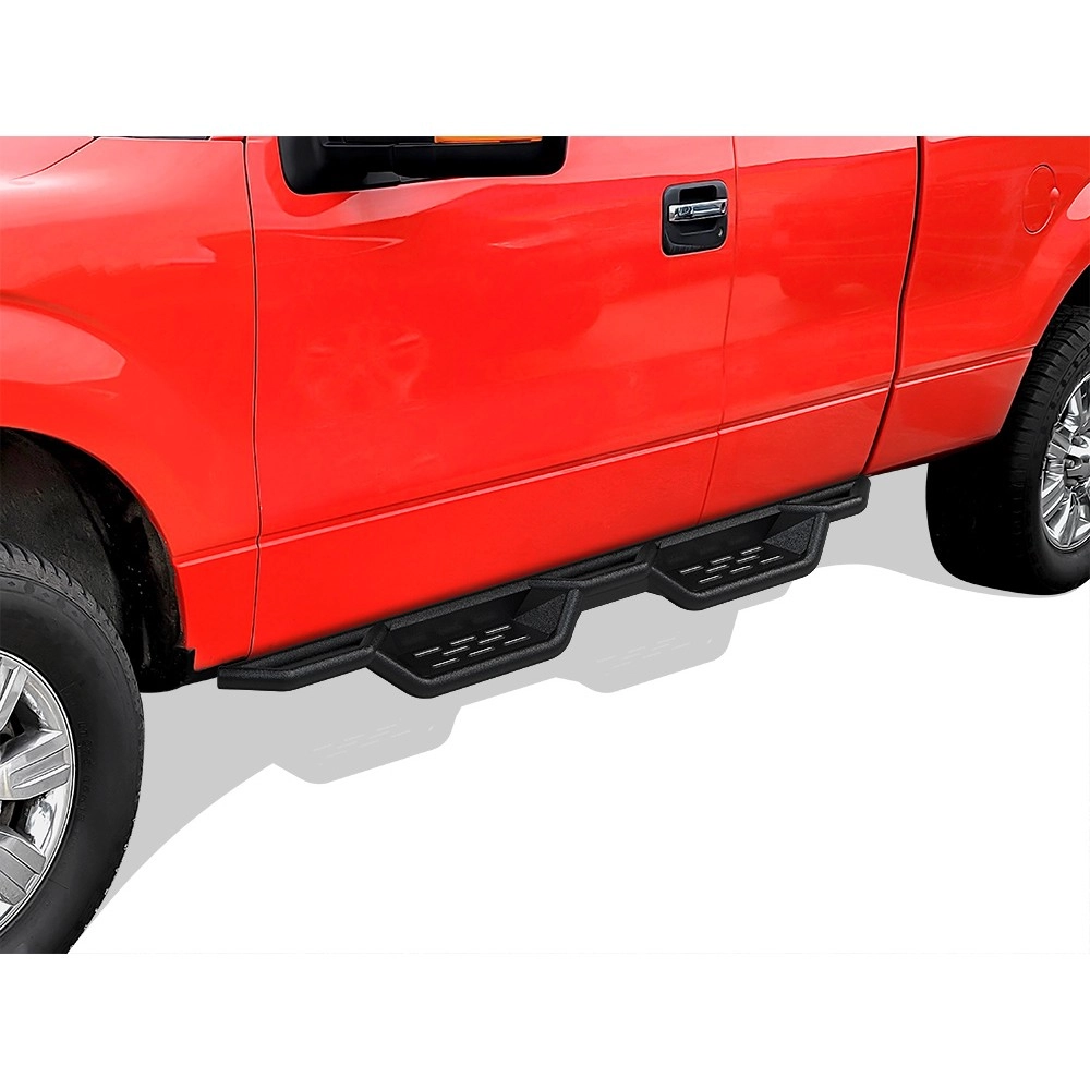 APS WB06NAG6B - Round Tube Drop Style Door-to-Door Black Carbon Steel Nerf Bars