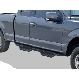 APS WB06NAH8B - Round Tube Drop Style Door-to-Door Black Carbon Steel Nerf Bars