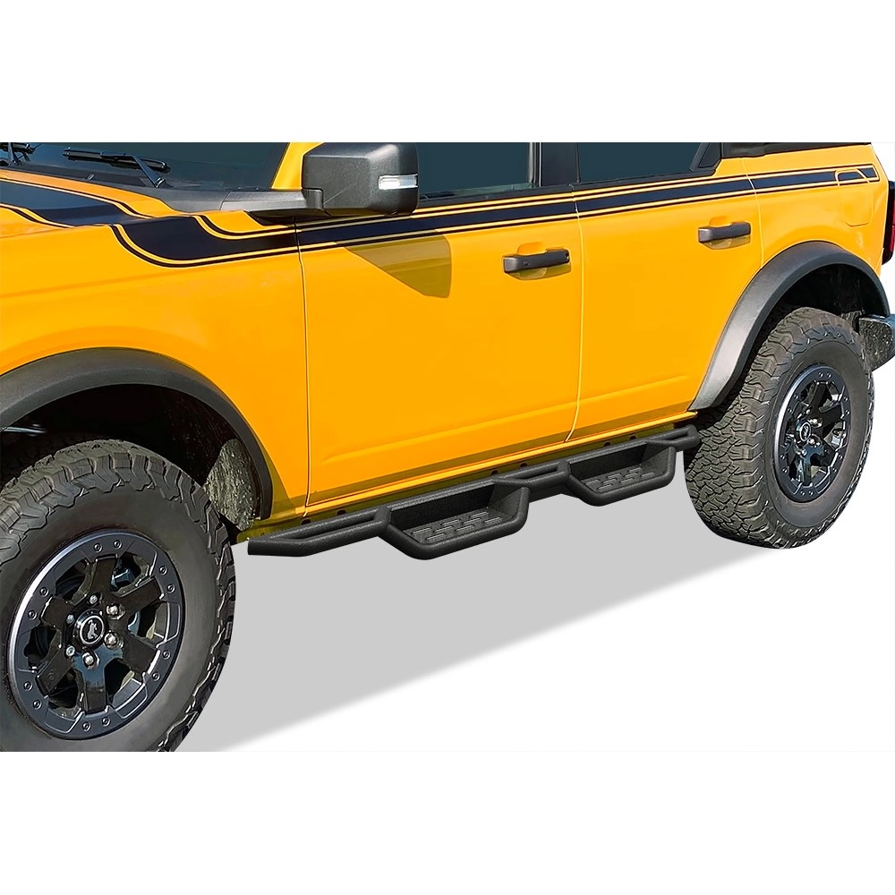 APS WB06NCA1M - Round Tube Drop Style Door-to-Door Black Carbon Steel Nerf Bars