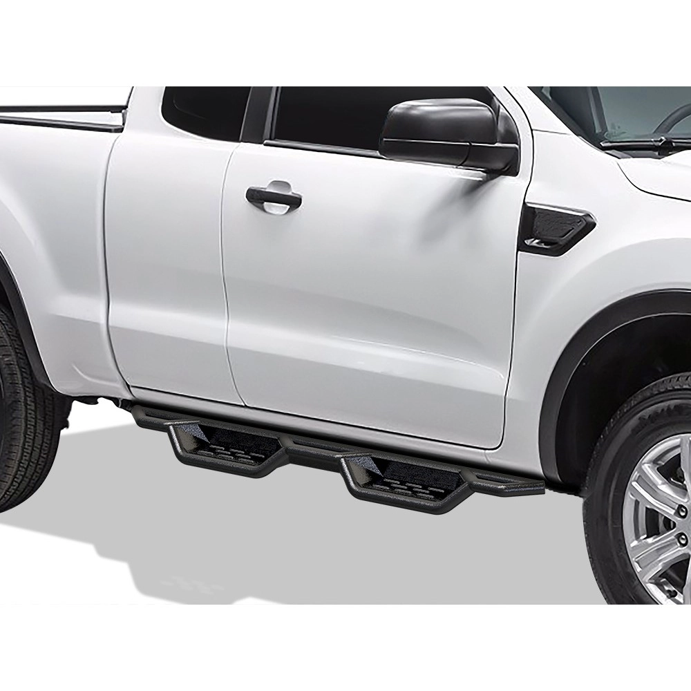 APS WB06NCA3B - Round Tube Drop Style Door-to-Door Black Carbon Steel Nerf Bars