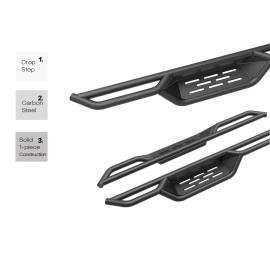 APS WB06NJA0B - Round Tube Drop Style Door-to-Door Black Carbon Steel Nerf Bars