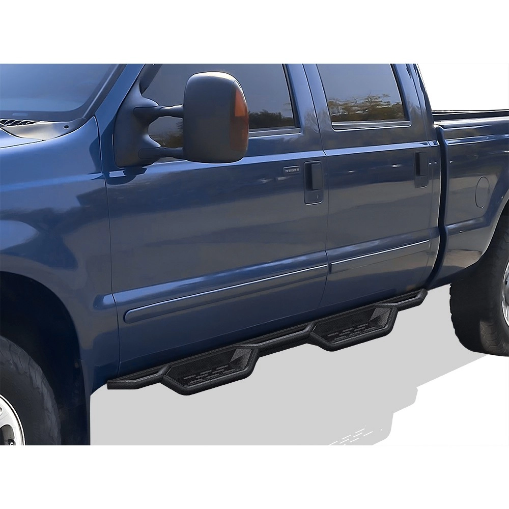 APS WB06NJA1B - Round Tube Drop Style Door-to-Door Black Carbon Steel Nerf Bars
