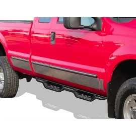 APS WB06NJJ3B - Round Tube Drop Style Door-to-Door Black Carbon Steel Nerf Bars