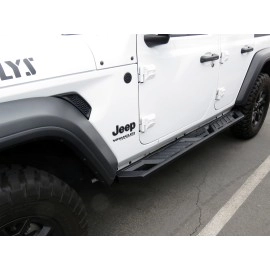 APS WB10AAA5M - Flat Style A-Series Running Boards Door-to-Door Black Carbon Steel Running Boards