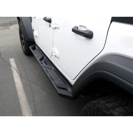 APS WB10AAA5M - Flat Style A-Series Running Boards Door-to-Door Black Carbon Steel Running Boards