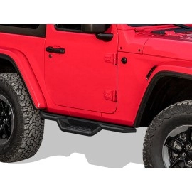 APS WB10NAA6B - Round Tube Drop Style Door-to-Door Black Carbon Steel Nerf Bars