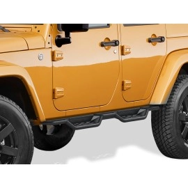 APS WB10NAJ7B - Round Tube Drop Style Door-to-Door Black Carbon Steel Nerf Bars