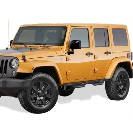APS WB10NAJ7B - Round Tube Drop Style Door-to-Door Black Carbon Steel Nerf Bars