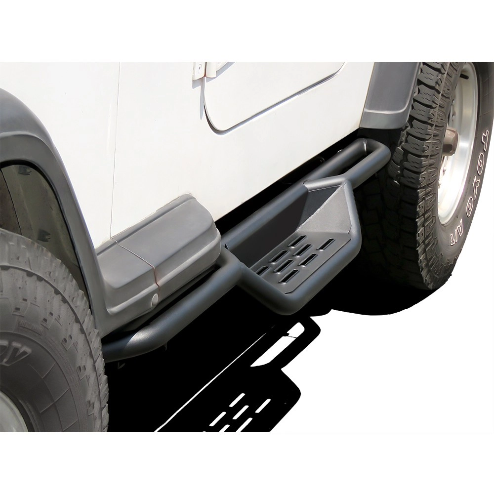 APS WB10NJH4B - Round Tube Drop Style Door-to-Door Black Carbon Steel Nerf Bars