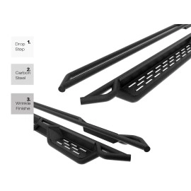 APS WB14NDB7M - Round Tube Drop Style  Black Carbon Steel Nerf Bars