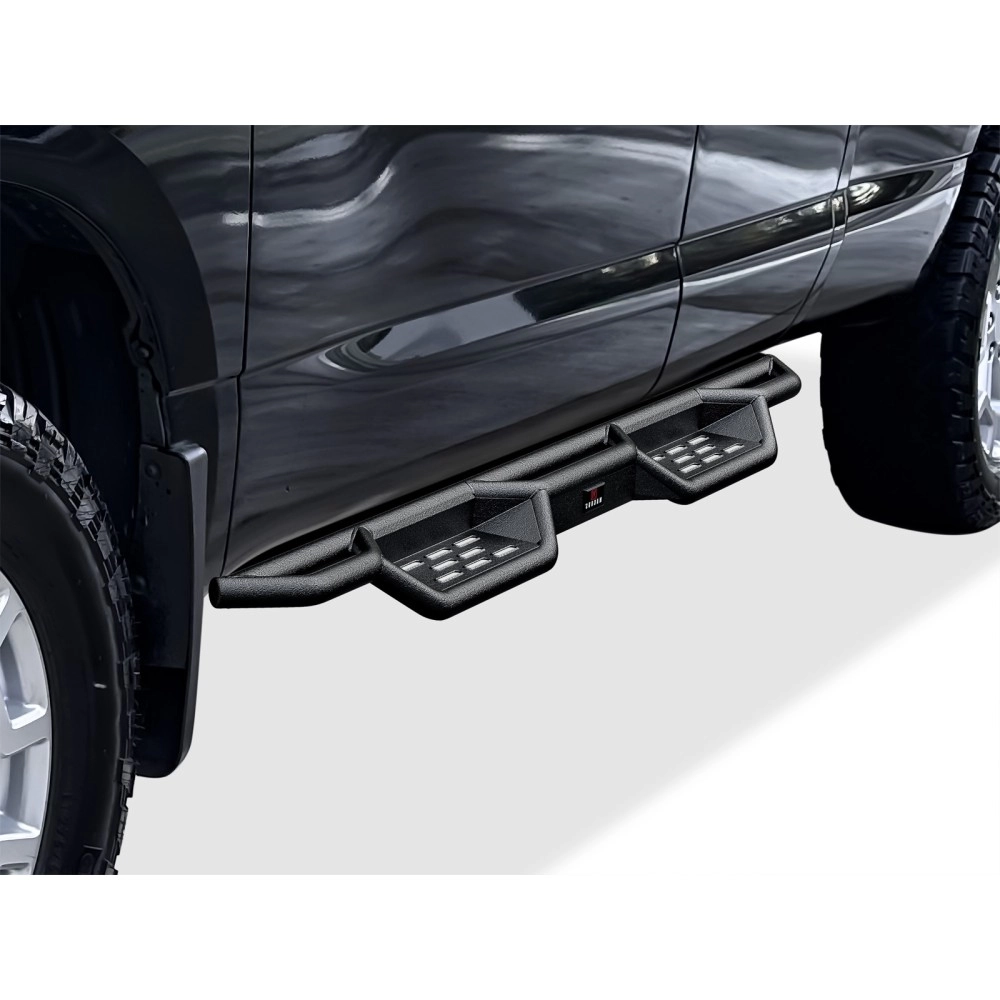 APS WB14NJD9M - Round Tube Drop Style Door-to-Door Black Carbon Steel Nerf Bars