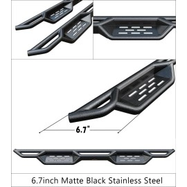 APS WB14NJD9M - Round Tube Drop Style Door-to-Door Black Carbon Steel Nerf Bars