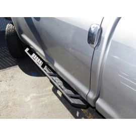 APS WB20AAE8M - Flat Style A-Series Running Boards Door-to-Door Black Carbon Steel Running Boards