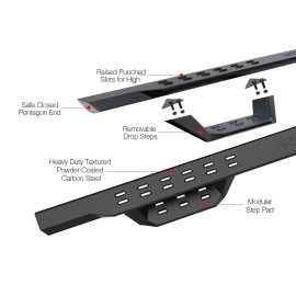 APS WB20RJI8B - Drop Style Door-to-Door Black Carbon Steel Nerf Bars