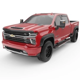 EGR 571665 - Matte Black Front In Channel Window Visors For 20-24 GM Silverado / Sierra 2500 / 3500 HD