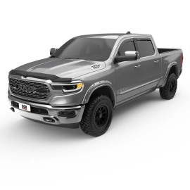 EGR 572961 - Dark Smoke Front & Rear In Channel Window Visors For 19-25 Ram 1500 EC