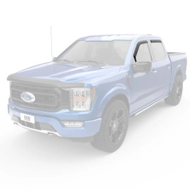 EGR 573491 - Dark Smoke Front & Rear In Channel Window Visors For 22-25 Ford F-150 Lightning|15-25 Ford F-150|15-25 Ford F-250 / 350 Super Duty