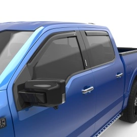 EGR 573491 - Dark Smoke Front & Rear In Channel Window Visors For 22-25 Ford F-150 Lightning|15-25 Ford F-150|15-25 Ford F-250 / 350 Super Duty
