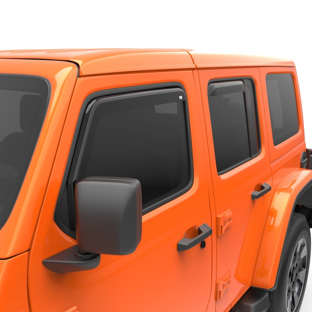 EGR 575251 - Dark Smoke Front & Rear In Channel Window Visors For 18-25 Wrangler|20-25 Gladiator