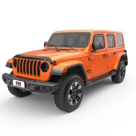 EGR 575251 - Dark Smoke Front & Rear In Channel Window Visors For 18-25 Wrangler|20-25 Gladiator