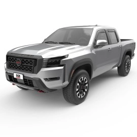 EGR 576041 - Dark Smoke Front & Rear In Channel Window Visors For 22-24 Nissan Frontier CC