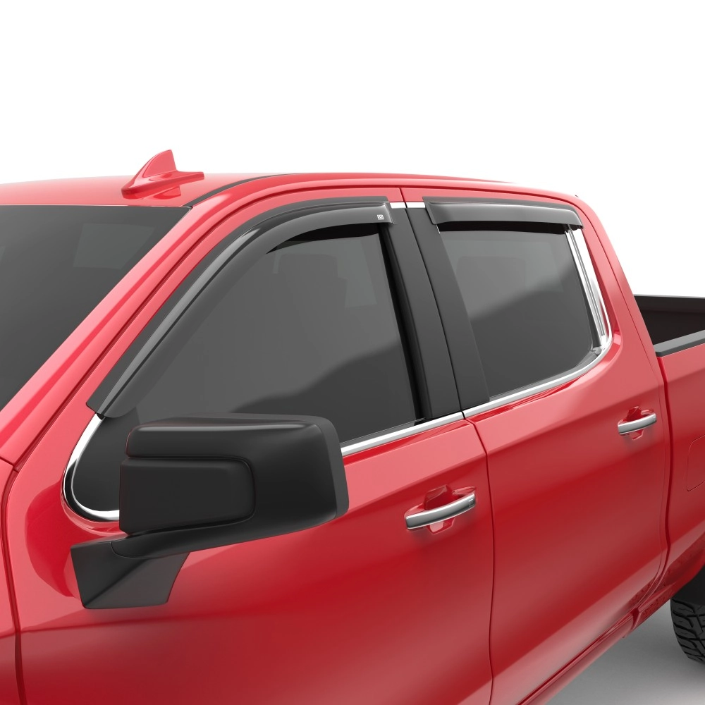 EGR 641691 - Dark Smoke Front & Rear Tape-On Window Visors For 19-23 GM Silverado / Sierra 1500