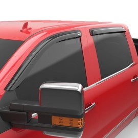 EGR 641771 - Dark Smoke Front & Rear Tape-On Window Visors For 14-18 GM Truck 1500|15-19 GM Truck 2500 / 3500 HD