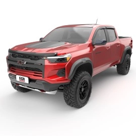 EGR 641791 - Dark Smoke Front & Rear Tape-On Window Visors For 23-24 Chevy Colorado|23-24 GMC Canyon