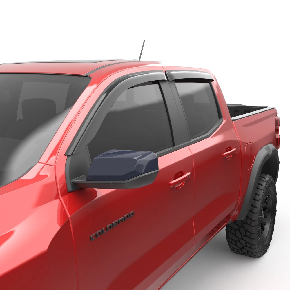 EGR 641791 - Dark Smoke Front & Rear Tape-On Window Visors For 23-24 Chevy Colorado|23-24 GMC Canyon